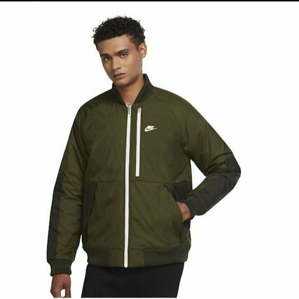 Nike Sportswear Therma-Fit Legacy Reversible Bomber Jacket DD6849-326 Size XL - Picture 1 of 9